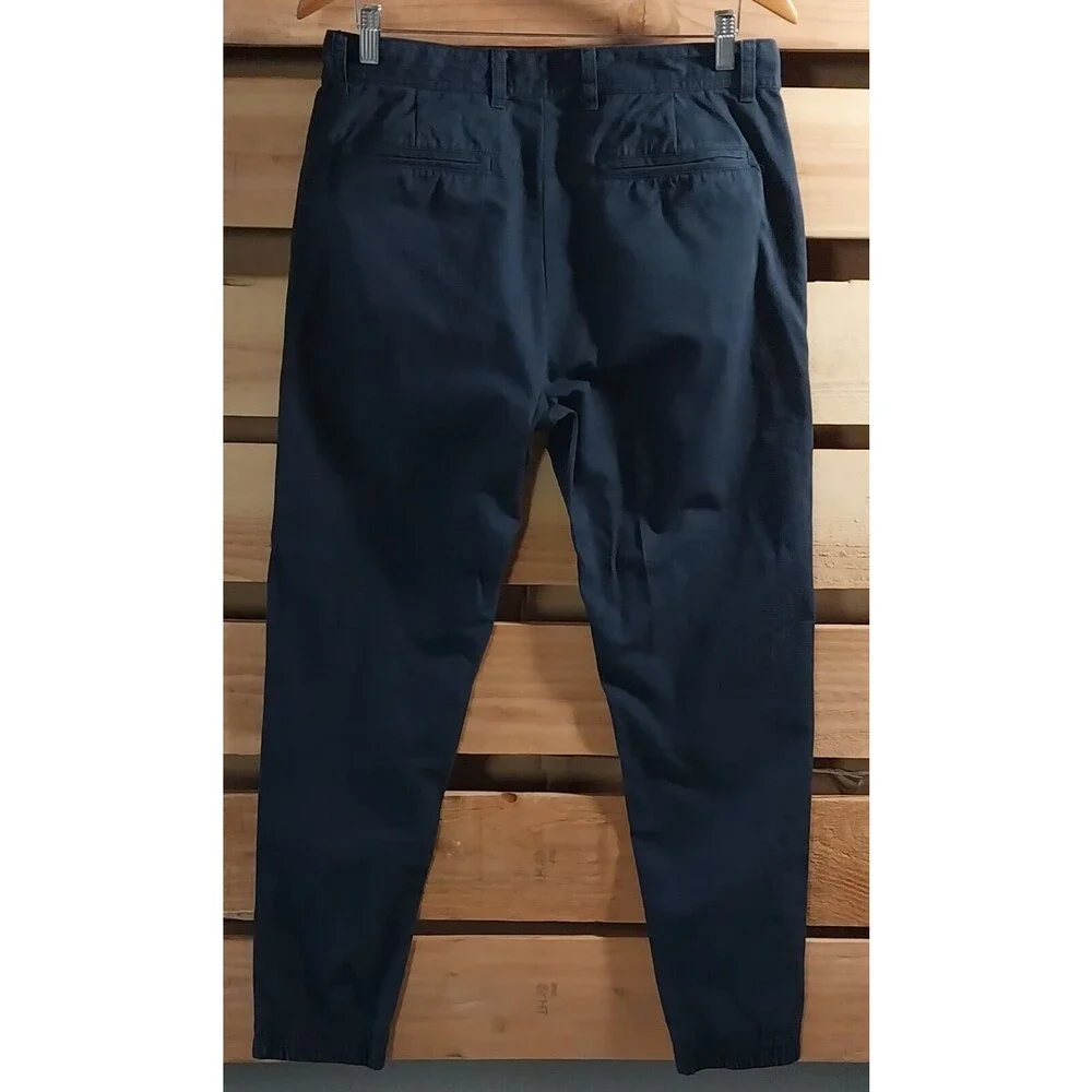 Old Navy Mens 32 Khaki Twill Joggers Navy Blue Cotton Casual Hipster Comfy Work - Picture 2 of 13